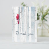 サンキュークリスマスウィンター(鳥)ショウジョウコウカンチョウレッドバードアート サンキューカード (スタンド正面)