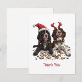 サンキュークリスマスコッカースパニエル犬ドッグ サンキューカード (正面/裏面)