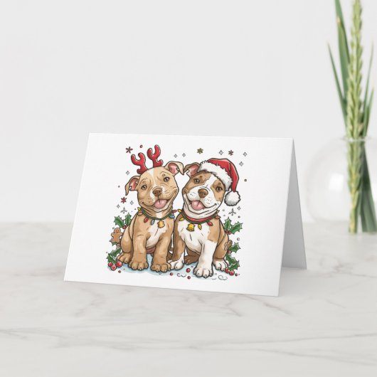 サンキュークリスマスピットブルドッグ サンキューカード (正面)
