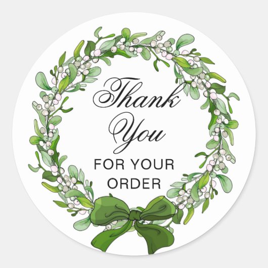 サンキュークリスマスホリデーフローラエレガントスクリプト ラウンドシール (正面)