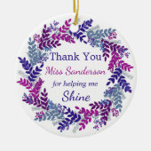 サンキュークリスマスリース先生感謝 セラミックオーナメント (正面)