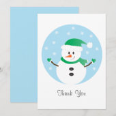 サンキュークリスマス雪だるま雪 サンキューカード (正面/裏面)