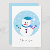 サンキュークリスマス雪だるま雪 サンキューカード (正面/裏面)