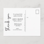 サンキューグパーソナライズされたリーンモダン男の赤ちゃん 案内ポストカード (裏面)