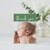 サンキューグパーソナライズされたリーンモダン男の赤ちゃん 案内ポストカード (スタンド正面)