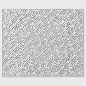 サンキューグラシアスアリガトタイポグラフィ白黒 ラッピングペーパー (フラット)