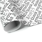 サンキューグラシアスアリガトタイポグラフィ白黒 ラッピングペーパー (ロールコーナー)