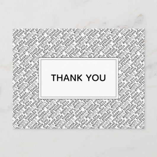 サンキューグラシアスアリガト白黒感謝 ポストカード (正面)