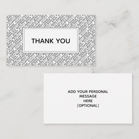 サンキューグラシアスアリガト白黒感謝 名刺 (正面/裏面)