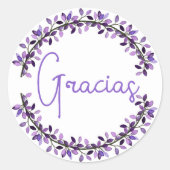 サンキューグラスペインのシアス薄紫タイポグラフィリース ラウンドシール (正面)