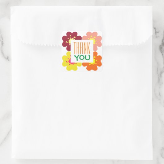 サンキューグラフィックフラワー誕生日 スクエアシール (バッグ)