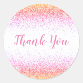 サンキューグラムピンクグリッターエレガントスガーリート ラウンドシール