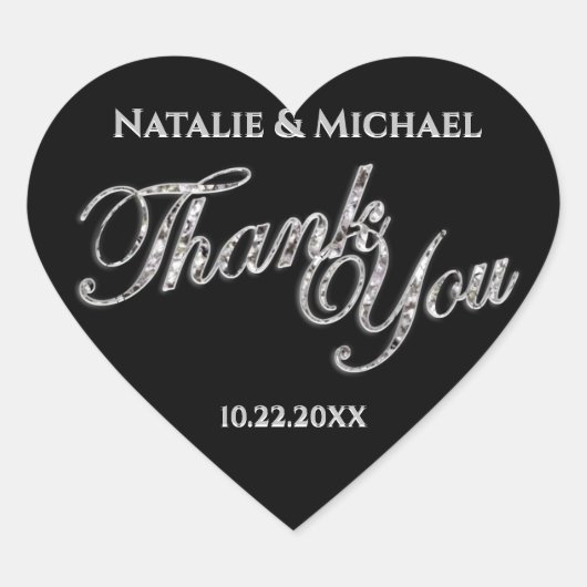 サンキューグリッターシール ハートシール (正面)