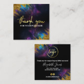 サンキューグリッター銀河系ブラックスクエアビジネスカー スクエア名刺 (正面/裏面)