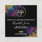 サンキューグリッター銀河系ブラックスクエアビジネスカー スクエア名刺 (裏面)