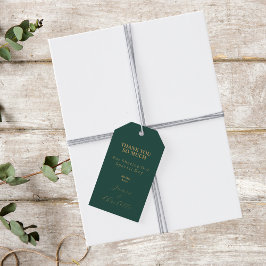 サンキューグリーンと金ゴールドフォト結婚式の引き出物 ギフトタグ