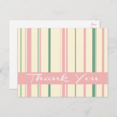 サンキューグリーンアンドピンク赤面ストライプ ポストカード (正面/裏面)