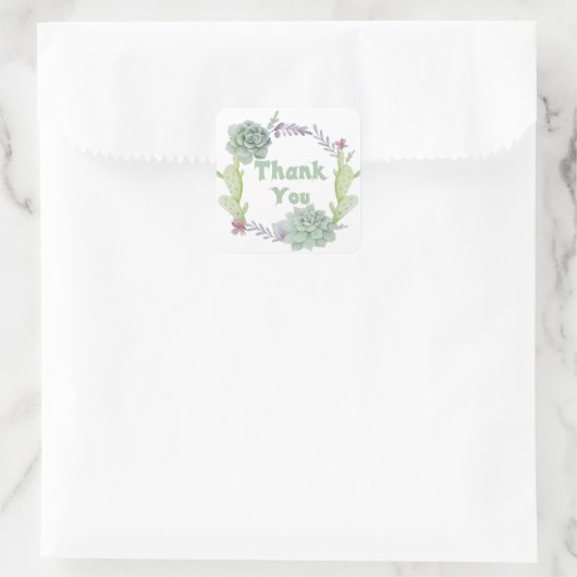 サンキューグリーンサキュリーとサボテンのフローラリース スクエアシール (バッグ)