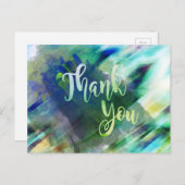 サンキューグリーンライム水彩グリッター ポストカード (正面/裏面)