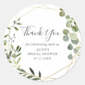 サンキューグリーン葉ブライダルシャワー ラウンドシール (正面)