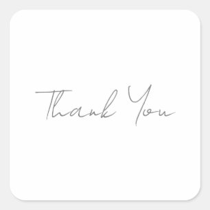 サンキューグレイ手書きシッククラシカルホワイト スクエアシール