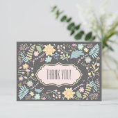 サンキューグレー赤面ピンクフローラ結婚ズカード サンキューカード (スタンド正面)