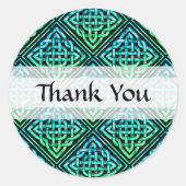 サンキューケルト結び目模様- Blue Green Round Stickers ラウンドシール (正面)