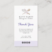 サンキューケーキベーキング大理石フローラ水色 名刺 (正面)