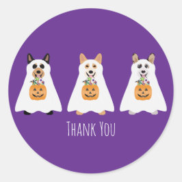 サンキューコーギ幽霊ドッグズハロウィーン ラウンドシール