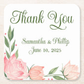 サンキューコースター結婚式の引き出物パープル スクエアペーパーコースター (正面)