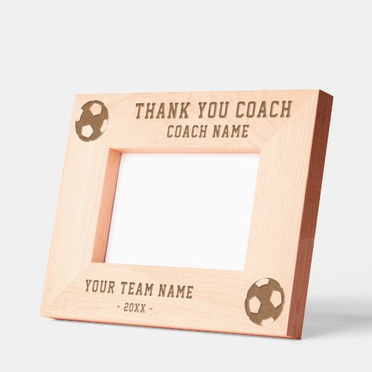 サンキューコーチサッカーチーム名スポーツ レーザー彫刻フレーム (左)