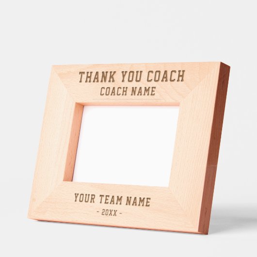 サンキューコーチチーム名スポーツ記念カップ レーザー彫刻フレーム (左)