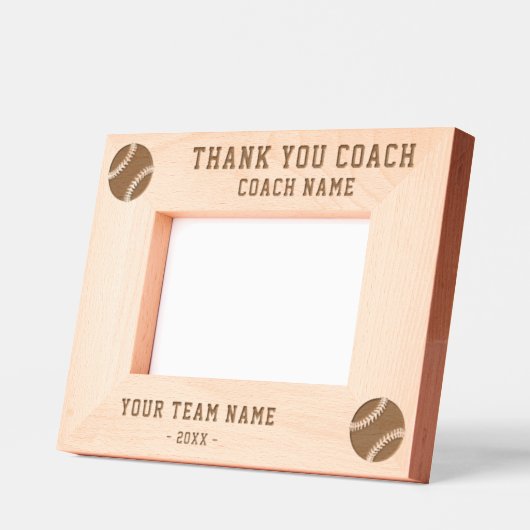 サンキューコーチ野球チーム名スポーツ レーザー彫刻フレーム (左)