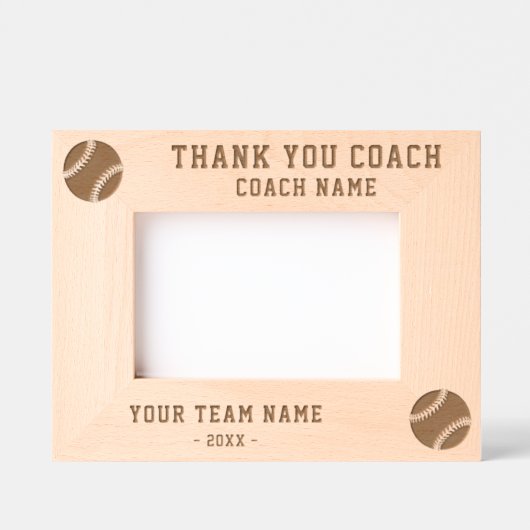 サンキューコーチ野球チーム名スポーツ レーザー彫刻フレーム (正面)