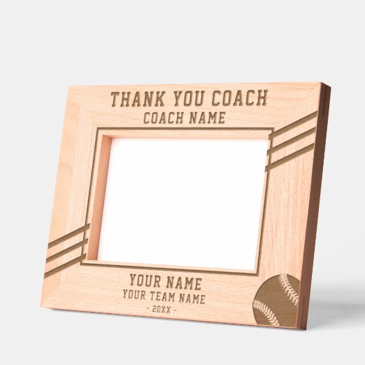 サンキューコーチ野球選手の名前チームスポーツ レーザー彫刻フレーム (左)