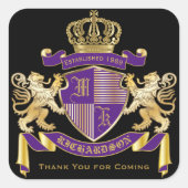 サンキューコートオブアームズMonogramゴールデンライオンエンブレム スクエアシール (正面)