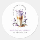 サンキューコーヒーラテ誕生日 パーソナライズされた ラウンドシール (正面)