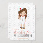 サンキューコーラルスクリプト水玉模様医療ナース サンキューカード (正面/裏面)