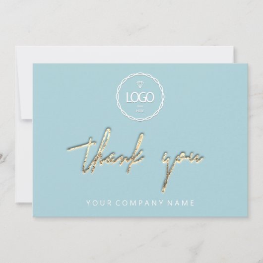 サンキューゴールデンスクリプトビジネスロゴアクア 招待状 (正面)