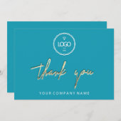 サンキューゴールデンスクリプトビジネスロゴ水 招待状 (正面/裏面)