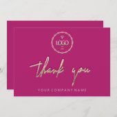 サンキューゴールデンスクリプトロゴスクリプトピンクミニマル 招待状 (正面/裏面)