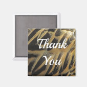 サンキューゴールデンブラウンのアヒルの羽毛感謝 マグネット (正面/裏面)