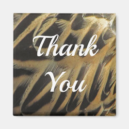 サンキューゴールデンブラウンのアヒルの羽毛感謝 マグネット