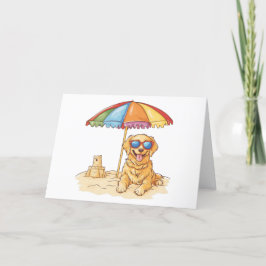 サンキューゴールデンリトリバービーチドッグ サンキューカード