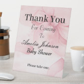 サンキューサインベビーピンクボウシャワー台座看板 台座サイン (インサイチュ)