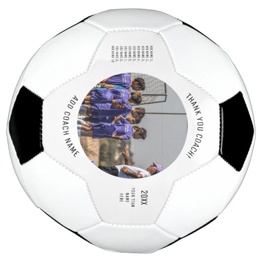 サンキューサッカーコーチカスタムチームの写真と名前 サッカーボール (回転)