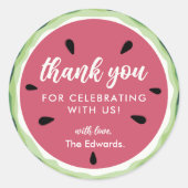サンキューサマースイートスイカ赤ちゃんシャワー ラウンドシール (正面)