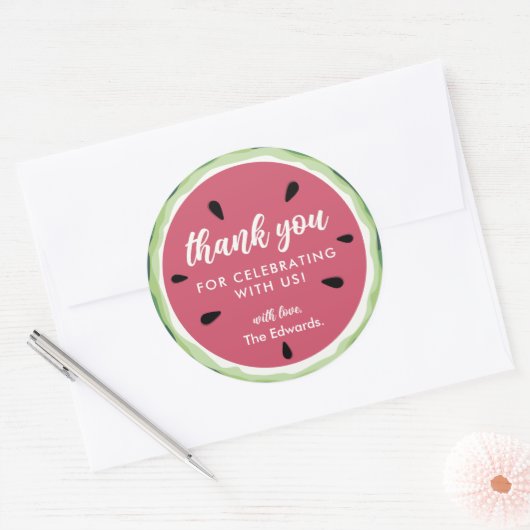 サンキューサマースイートスイカ赤ちゃんシャワー ラウンドシール (封筒)