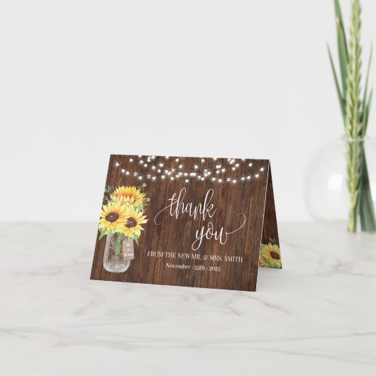 サンキューサンフラワーズカントリー結婚ブライダルズ サンキューカード (正面)