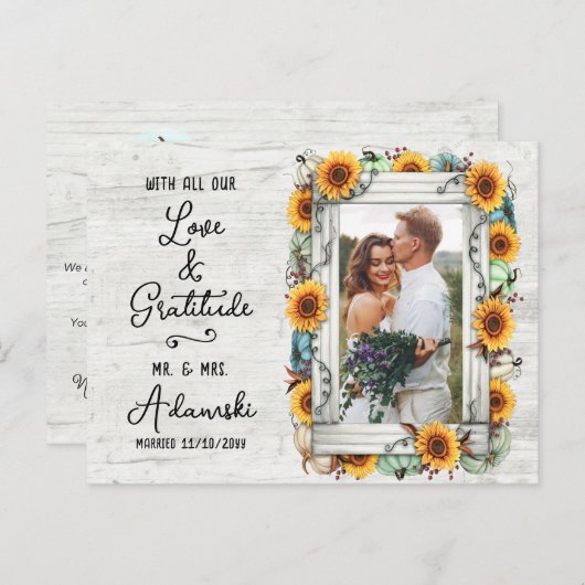 サンキューサンフラワーパンプキン秋ファームカスタム写真 ポストカード (正面/裏面)